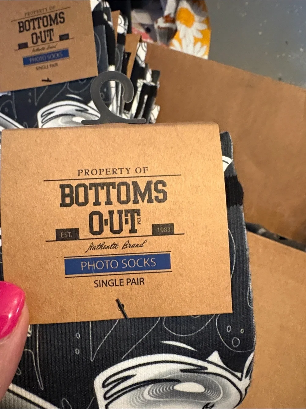 Bottoms O'Ut Black & White Graphic Photo Socks - Men Two Pairs